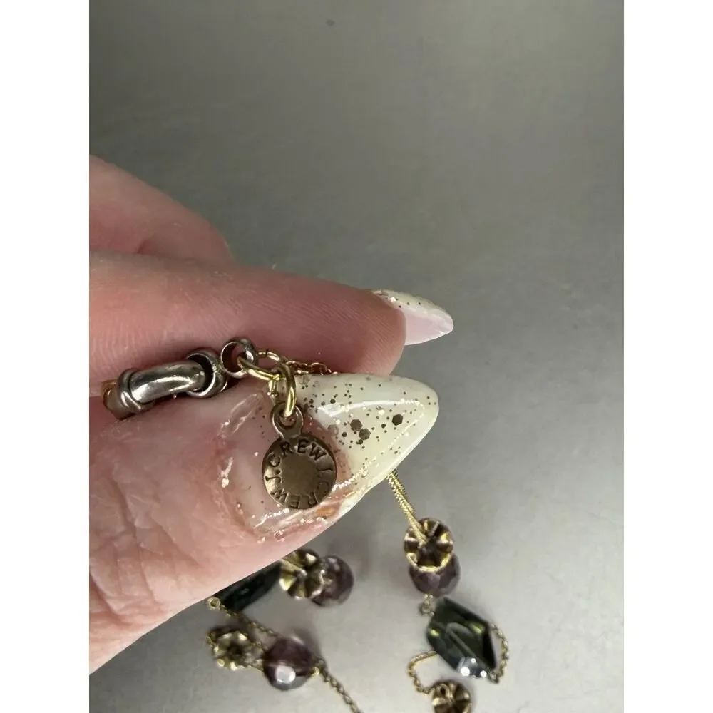 J. Crew Gold Tone Multi-Color Crystal Statement Necklace Long Layer